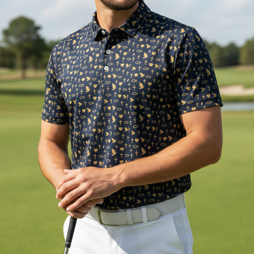 The Anointed Classic Polo – Gold on Navy
