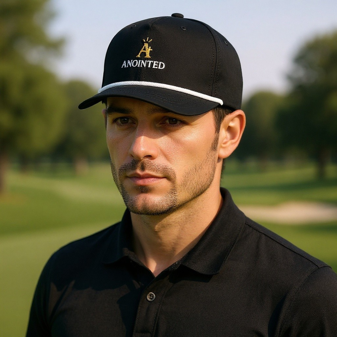 The Anointed Rope Golf Cap – Black & White